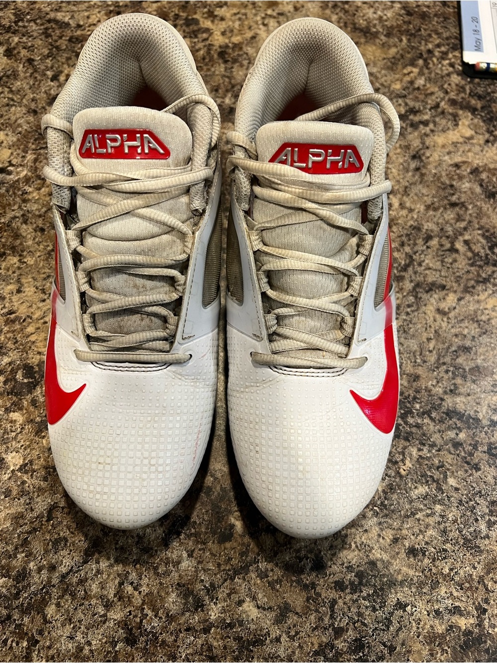 Boys Nike ALPHA White and Red Athletic Cleats